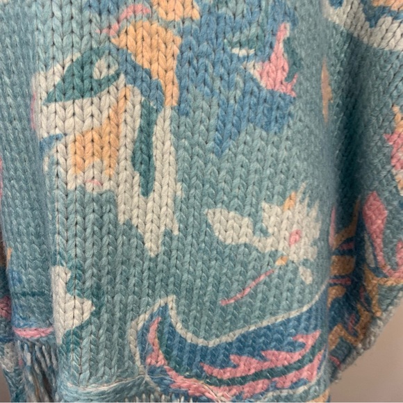 Anthropologie Elora Knit Tassel Kimono Poncho Wrap Chunky Cable Knit - Picture 7 of 16